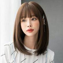 Load image into Gallery viewer, INSTOCK ★2 COLORS★ Korean Straight Airy Bangs Shoulder Length Short Hair Wig [Adjustable/Breathable]
