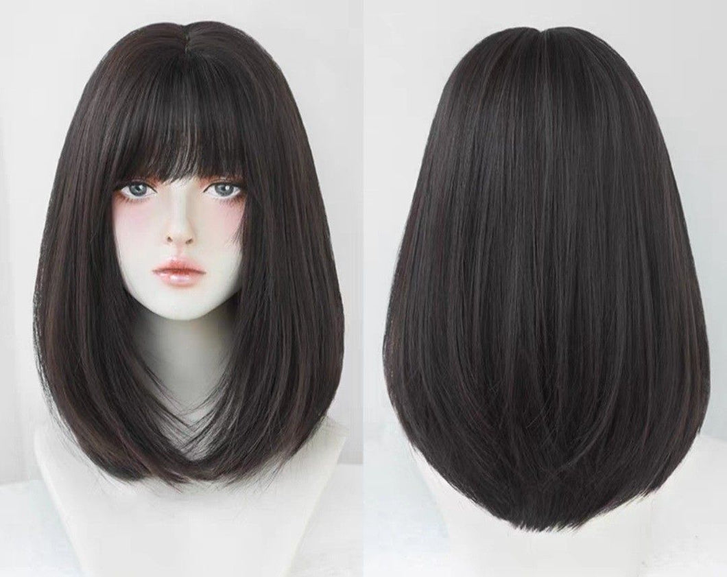 INSTOCK ★2 COLORS★ Korean Straight Airy Bangs Shoulder Length Short Hair Wig [Adjustable/Breathable]