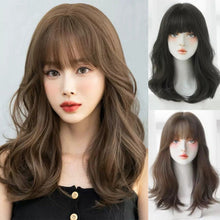 Load image into Gallery viewer, INSTOCK ★2 COLORS★ Korean Mid Length Natural Wavy Curls Airy Bangs Hair Wig [Adjustable/Breathable]
