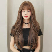 Load image into Gallery viewer, INSTOCK ★3 COLORS★ Korean Wavy Curly Airy Bangs Long Wig [Breathable/Adjustable]
