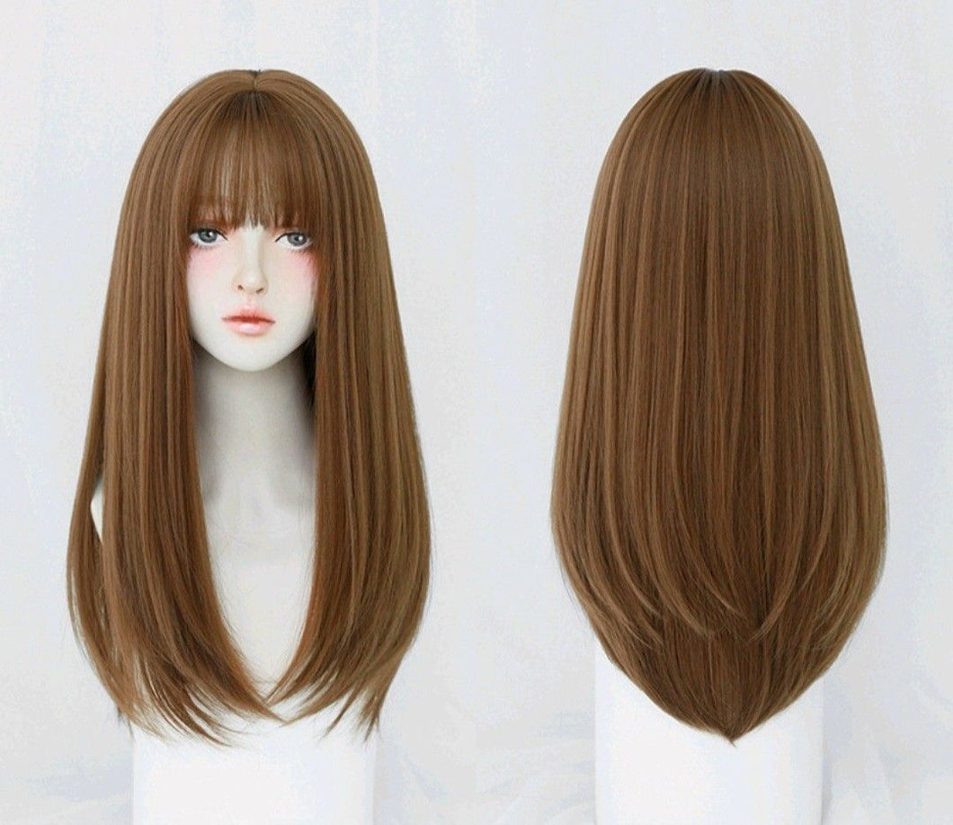 INSTOCK ★3 COLORS★ Korean Airy Bangs Natural Long Straight Hair Wig [Adjustable/Breathable]