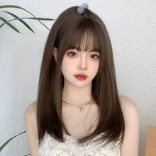 Load image into Gallery viewer, INSTOCK ★3 COLORS★ Korean Airy Bangs Natural Long Straight Hair Wig [Adjustable/Breathable]
