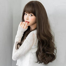 Load image into Gallery viewer, INSTOCK ★3 COLORS★ Korean Curly Wavy Airy Bangs Long Hair Wig [Adjustable/Breathable]
