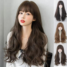 Load image into Gallery viewer, INSTOCK ★3 COLORS★ Korean Curly Wavy Airy Bangs Long Hair Wig [Adjustable/Breathable]
