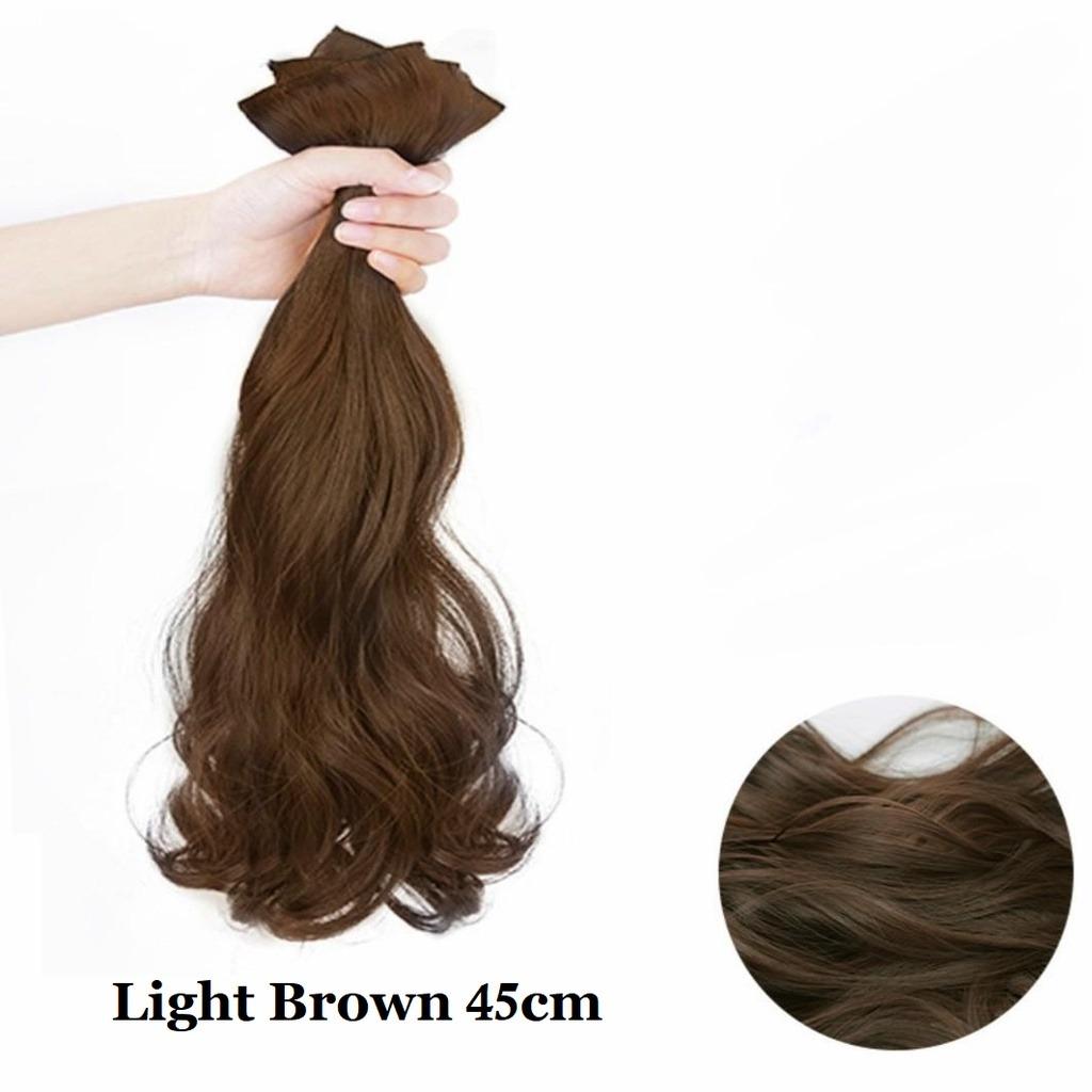 INSTOCK ★4 COLORS★ 45CM Korean 3-piece Big Curly Wavy Long Hair Extensions Clip On