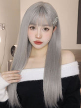 Load image into Gallery viewer, INSTOCK ★Ash Grey★ Korean Bangs Straight Long Wig [Adjustable/Breathable]
