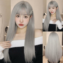 Load image into Gallery viewer, INSTOCK ★Ash Grey★ Korean Bangs Straight Long Wig [Adjustable/Breathable]

