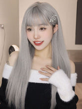 Load image into Gallery viewer, INSTOCK ★Ash Grey★ Korean Bangs Straight Long Wig [Adjustable/Breathable]

