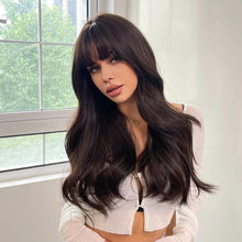 Load image into Gallery viewer, INSTOCK ★BLACK (Brown-Black)★ Korean Bangs Curly Wavy Long Wig [Adjustable/Breathable]
