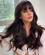 Load image into Gallery viewer, INSTOCK ★BLACK (Brown-Black)★ Korean Bangs Curly Wavy Long Wig [Adjustable/Breathable]
