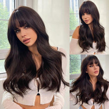 Load image into Gallery viewer, INSTOCK ★BLACK (Brown-Black)★ Korean Bangs Curly Wavy Long Wig [Adjustable/Breathable]

