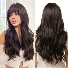 Load image into Gallery viewer, INSTOCK ★BLACK (Brown-Black)★ Korean Bangs Curly Wavy Long Wig [Adjustable/Breathable]
