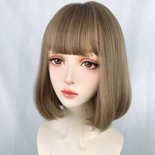 Load image into Gallery viewer, INSTOCK ★Milk Tea Brown★ Korean Blackpink Lisa&#39;s Airy Bangs Short Bob Hair Wig  [Adjustable/Breathable]
