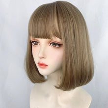 Load image into Gallery viewer, INSTOCK ★Milk Tea Brown★ Korean Blackpink Lisa&#39;s Airy Bangs Short Bob Hair Wig  [Adjustable/Breathable]
