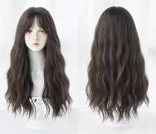 Load image into Gallery viewer, INSTOCK ★BROWN★ Korean Curly Wavy Airy Bangs Long Hair Wig [Adjustable/Breathable]
