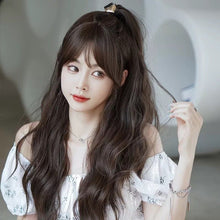 Load image into Gallery viewer, INSTOCK ★BROWN★ Korean Curly Wavy Airy Bangs Long Hair Wig [Adjustable/Breathable]
