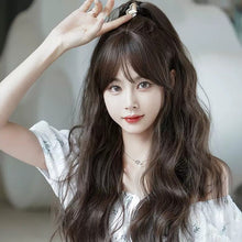 Load image into Gallery viewer, INSTOCK ★BROWN★ Korean Curly Wavy Airy Bangs Long Hair Wig [Adjustable/Breathable]
