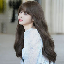 Load image into Gallery viewer, INSTOCK ★COLD BROWN★ Korean Curly Wavy Airy Bangs Long Hair Wig [Adjustable/Breathable]
