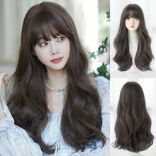 Load image into Gallery viewer, INSTOCK ★COLD BROWN★ Korean Curly Wavy Airy Bangs Long Hair Wig [Adjustable/Breathable]
