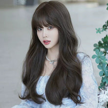Load image into Gallery viewer, INSTOCK ★COLD BROWN★ Korean Curly Wavy Airy Bangs Long Hair Wig [Adjustable/Breathable]
