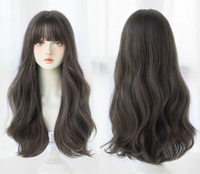 Load image into Gallery viewer, INSTOCK ★COLD BROWN★ Korean Curly Wavy Airy Bangs Long Hair Wig [Adjustable/Breathable]
