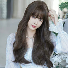 Load image into Gallery viewer, INSTOCK ★COLD BROWN★ Korean Curly Wavy Airy Bangs Long Hair Wig [Adjustable/Breathable]
