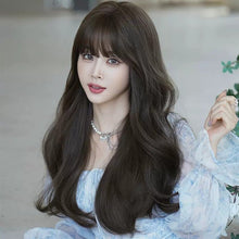 Load image into Gallery viewer, INSTOCK ★COLD BROWN★ Korean Curly Wavy Airy Bangs Long Hair Wig [Adjustable/Breathable]
