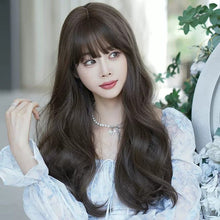 Load image into Gallery viewer, INSTOCK ★COLD BROWN★ Korean Curly Wavy Airy Bangs Long Hair Wig [Adjustable/Breathable]
