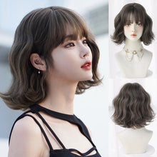 Load image into Gallery viewer, INSTOCK ★COLD BROWN★ Korean Wavy Curly Airy Bangs Short Hair Wig [Adjustable/Breathable]
