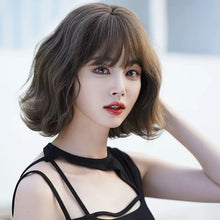 Load image into Gallery viewer, INSTOCK ★COLD BROWN★ Korean Wavy Curly Airy Bangs Short Hair Wig [Adjustable/Breathable]
