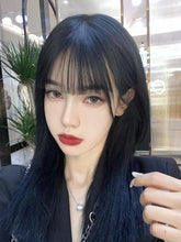 Load image into Gallery viewer, INSTOCK ★Dark Blue★ Korean Airy Bangs Long Straight Hair Wig [Adjustable/Breathable]
