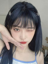 Load image into Gallery viewer, INSTOCK ★Dark Blue★ Korean Airy Bangs Long Straight Hair Wig [Adjustable/Breathable]
