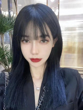 Load image into Gallery viewer, INSTOCK ★Dark Blue★ Korean Airy Bangs Long Straight Hair Wig [Adjustable/Breathable]
