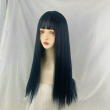 Load image into Gallery viewer, INSTOCK ★Dark Blue★ Korean Airy Bangs Long Straight Hair Wig [Adjustable/Breathable]

