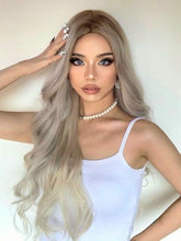 Load image into Gallery viewer, INSTOCK ★GREY GRADIENT★ Korean Curly Wavy Mid Parting Long Hair Wig [Adjustable/Breathable]
