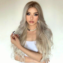 Load image into Gallery viewer, INSTOCK ★GREY GRADIENT★ Korean Curly Wavy Mid Parting Long Hair Wig [Adjustable/Breathable]
