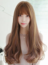 Load image into Gallery viewer, INSTOCK ★LIGHT BROWN★ Korean Curly Wavy Airy Bangs Long Hair Wig [Adjustable/Breathable]
