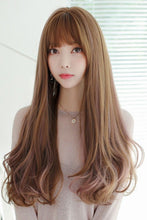 Load image into Gallery viewer, INSTOCK ★LIGHT BROWN★ Korean Curly Wavy Airy Bangs Long Hair Wig [Adjustable/Breathable]
