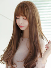 Load image into Gallery viewer, INSTOCK ★LIGHT BROWN★ Korean Curly Wavy Airy Bangs Long Hair Wig [Adjustable/Breathable]
