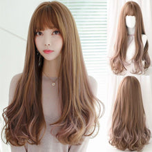 Load image into Gallery viewer, INSTOCK ★LIGHT BROWN★ Korean Curly Wavy Airy Bangs Long Hair Wig [Adjustable/Breathable]
