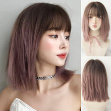 Load image into Gallery viewer, INSTOCK ★Pink Ombre Gradient★ Korean Short Airy Bangs Wig Shoulder Length [Adjustable/Breathable]

