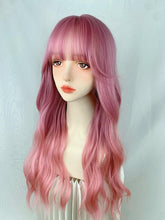 Load image into Gallery viewer, INSTOCK ★Pink Gradient★ Korean Curly/Wavy Airy Bangs Wig Long Hair [Adjustable/Breathable]
