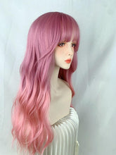 Load image into Gallery viewer, INSTOCK ★Pink Gradient★ Korean Curly/Wavy Airy Bangs Wig Long Hair [Adjustable/Breathable]
