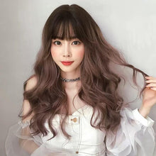 Load image into Gallery viewer, INSTOCK ★Pink Ombre★ Korean Gradient 3 Tones Airy Bangs Wavy Curly Long Wig [Adjustable/Breathable]
