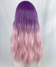 Load image into Gallery viewer, INSTOCK ★Purple Pink 2-Tone Gradient★ Korean Airy Bangs Long Curly/Wavy Hair Wig [Adjustable/Breathable]
