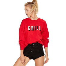 Load image into Gallery viewer, Korean ★RED★ &#39;CHILL&#39; Long Sleeve Pullover/Sweater Top

