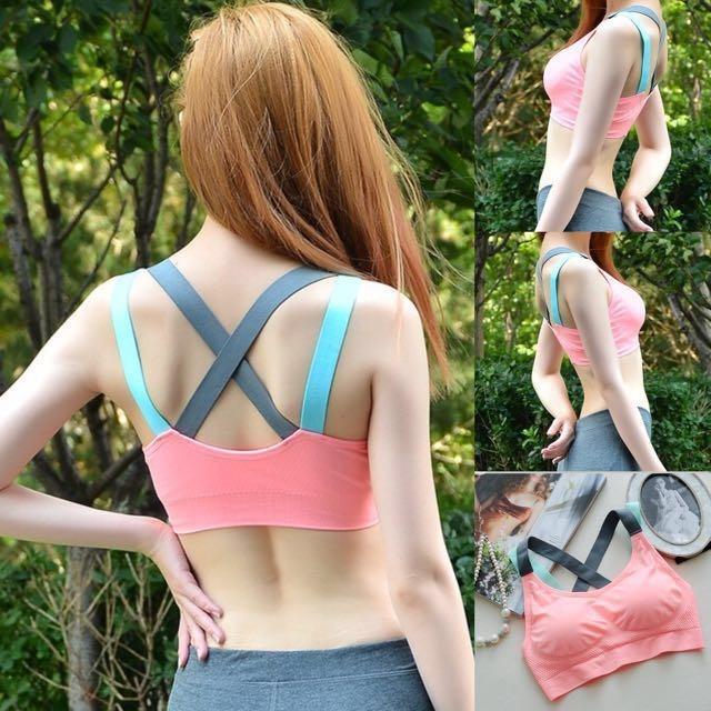 INSTOCK★PINK★ Push Up Sports Yoga Secure Padded Shockproof Bra
