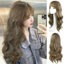 Load image into Gallery viewer, INSTOCK ★ASH LIGHT BROWN★ Korean Natural Big Curls Wavy Bangs Long Hair Wig [Adjustable/Breatheable]
